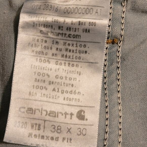 Carhartt Men Relaxed Straight Jeans 38x30 Blue Denim Distressed Workwear Utility - Picture 6 of 12